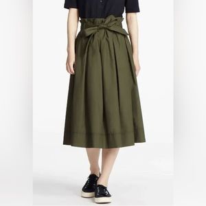 UNIQLO XS GREEN MIDI SKIRT WITH BELT